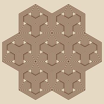 An optical illusion of interlocking geometric shapes. This monolithic artwork is composed of complex line art, creating a pattern reminiscent of Celtic knotwork or Escher-style paradoxes vector