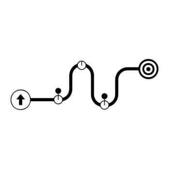 Black path with circular markers and target symbol route journey vector