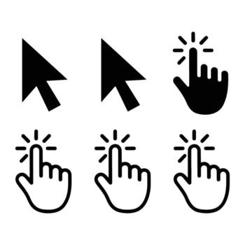 Cursor arrow and pointing finger icons pointer hand vector