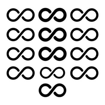 Black infinity symbols on white background endless loop mathematics vector