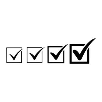 Four Black Checkmarks in Boxes checklist selection vector