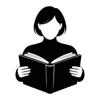 Person reading an open book knowledge vector