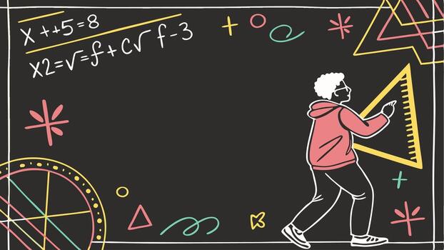 Illustration of a Student Studying Mathematics on a Chalkboard Background vector
