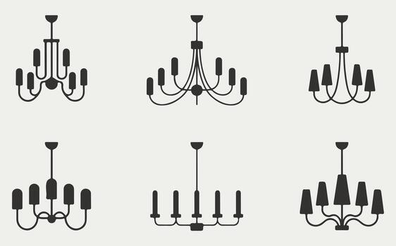 A set of chandeliers in different styles vector