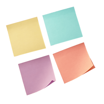 quattro colorato appiccicoso Appunti disposte nel un' modello isolato su trasparente sfondo png