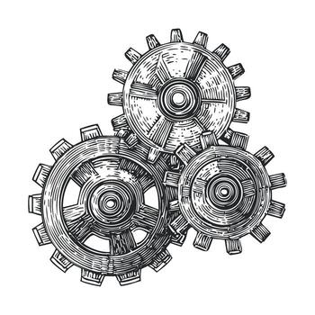 mecánico engranajes en intrincado diseño para Ingenieria conceptos vector