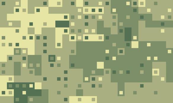 Abstract pixel art background. Earthy green and beige tones create a textured, camouflagelike effect. Perfect for website banners, digital prints, or modern design projects. vector