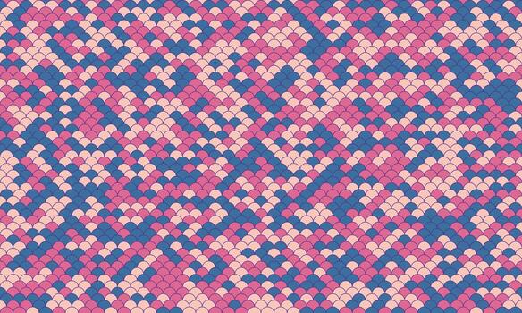 Abstract seamless pattern. Pink, blue, and peach scales create a textured, visually appealing design ideal for fashion, website backgrounds, or vibrant branding. vector