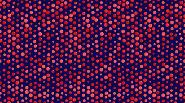 Abstract red and pink circles on a navy blue background form a dynamic, repeating pattern. Perfect for website banners, textile designs, or vibrant branding. vector