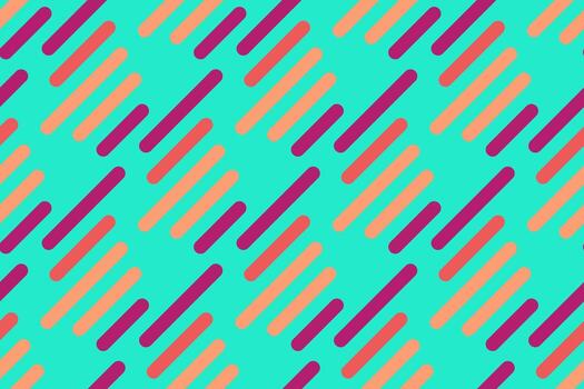 Vibrant teal background featuring a dynamic pattern of diagonal, rounded rectangles in coral and magenta. vector