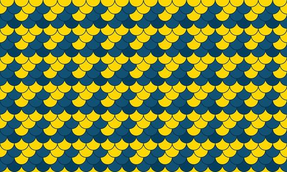 Vibrant geometric pattern featuring interlocking scales in sunny yellow and deep teal. Perfect for backgrounds, textile designs, or adding a touch of playful sophistication to any project. vector
