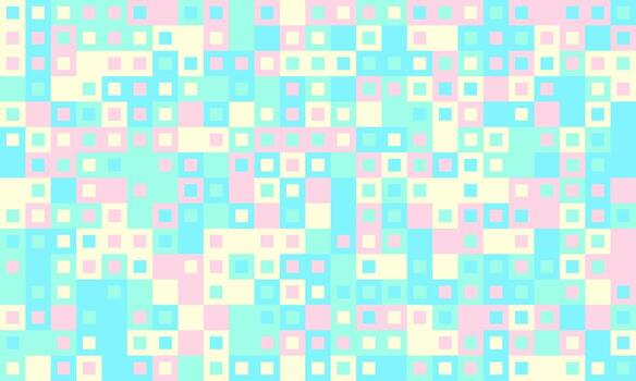 Abstract pastel square mosaic pattern. Perfect for website backgrounds, textiles, or playful branding. The soft color palette evokes feelings of calm and serenity. vector