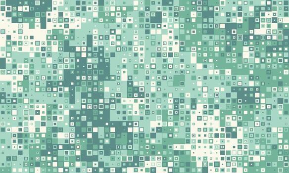 Abstract teal and white square pixel mosaic. Perfect for tech, digital, modern design, website backgrounds, or presentations. Represents data, technology, or connectivity. vector
