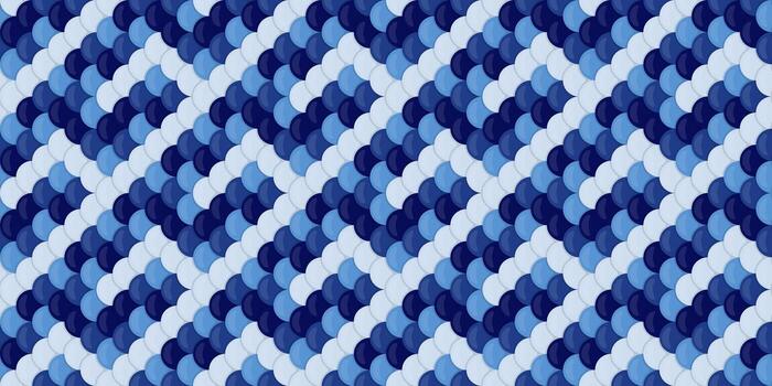 Abstract seamless pattern with diagonal overlapping scales in shades of blue. Perfect for textile design, backgrounds, website banners, and more. Evokes calmness, water, and a sense of movement. vector