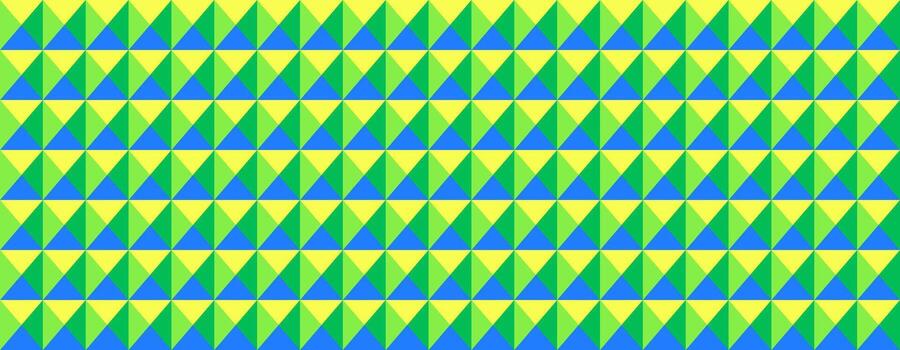 Vibrant geometric pattern featuring interlocked triangles in shades of blue, green, and yellow. Perfect for backgrounds, textiles, or modern design projects. vector
