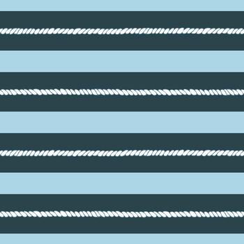 náutico cuerdas con brillante horizontal rayas de oscuro y ligero azul, destacado con ordenado tinta sombreado. dibujado a mano tinta dibujo. sin costura modelo para náutico marca, vestir, etiquetas y diseño vector