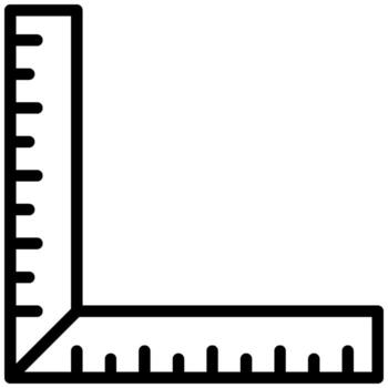 A right angle tool is displayed with measurement marks, a simple but effective illustration. vector