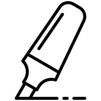 Highlight marker icon in outline design represents highlighting, marking, or emphasizing text. vector