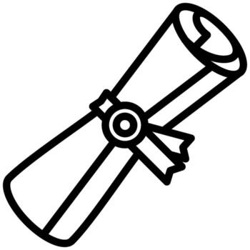 graduación certificado Desplazarse atado con un cinta en un sencillo contorno para educación y académico logro. vector