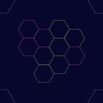 Abstract Geometric Hexagon Pattern with Vibrant Colors on Dark Background vector