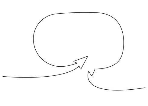 Continuous one line drawing of a speech bubble. Minimal black and white illustration made with a single line. Simple linear graphic design element. vector
