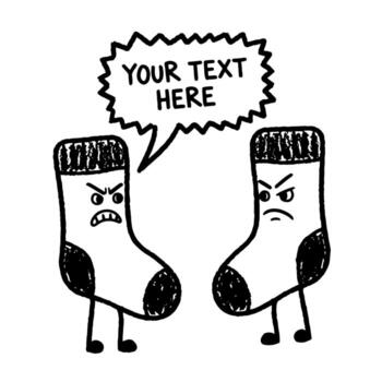 Funny Angry Sock Characters Arguing with a Speech Bubble vector
