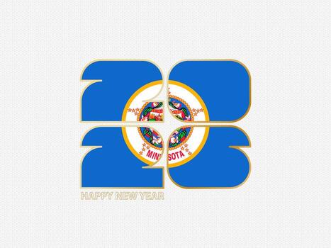 Abstract numbers 2026 with flag of Minnesota. vector