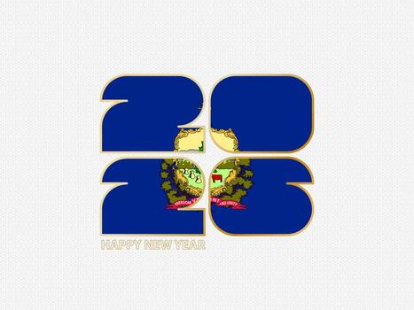 Abstract numbers 2026 with flag of Vermont. vector