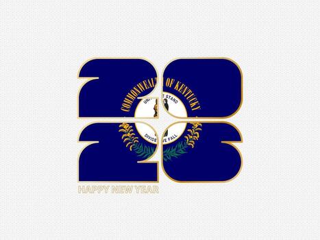 Abstract numbers 2026 with flag of Kentucky. vector