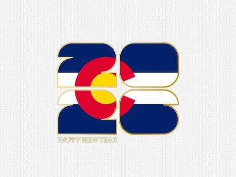 Abstract numbers 2026 with flag of Colorado. vector