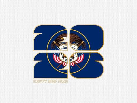 Abstract numbers 2026 with flag of Utah. vector