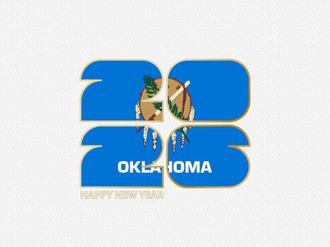 Abstract numbers 2026 with flag of Oklahoma. vector