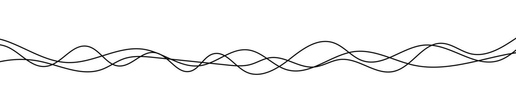 Thin curved wavy lines. Three modern black wavy lines on white background. vector
