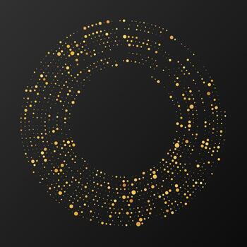 Abstract gold glowing halftone dotted background. Gold glitter modern pattern in circle form. Circle halftone dots. vector
