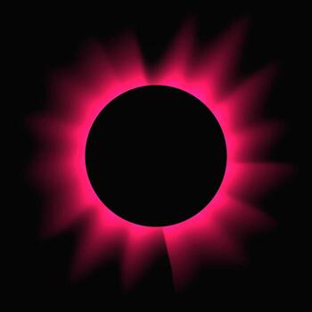 Circle illuminate frame with gradient. Red round neon banner isolated on black background. vector