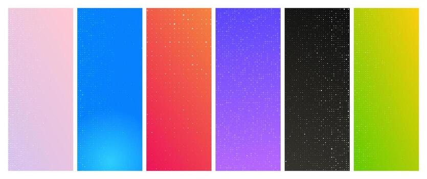 Set of six abstract gradient modern geometric backgrounds with squares. Pixel backgrounds with empty space. vector