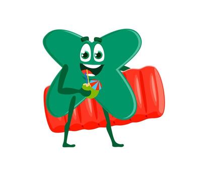 Cartoon character with drink on a float vector