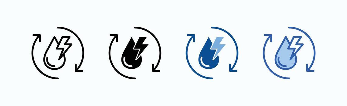 Hydro icon sheet multiple style collection isolated vector