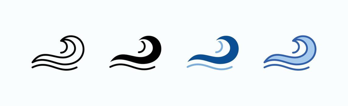 Wave icon sheet multiple style collection isolated vector