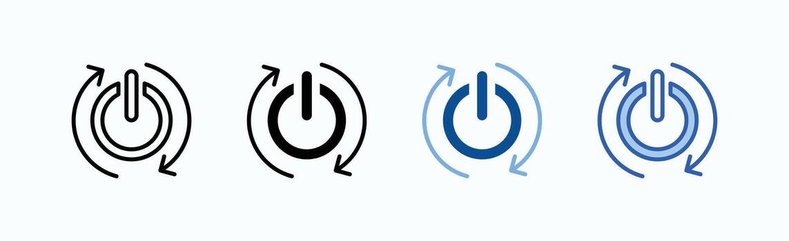 Power icon sheet multiple style collection isolated vector