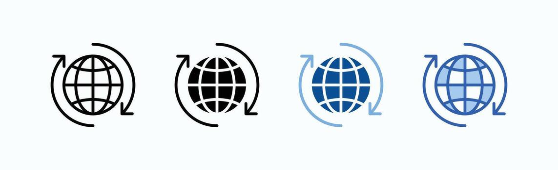 Globe icon sheet multiple style collection isolated vector