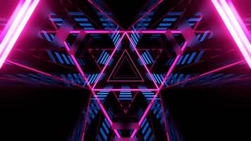 cian y rosado neón resumen triángulo ciber túnel antecedentes vj lazo en 4k video