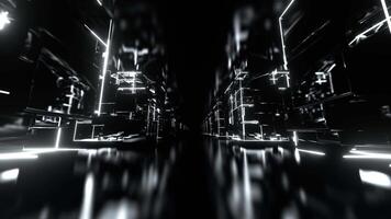 blanco ciber espacio con neón resumen cúbico formas antecedentes vj lazo en 4k video