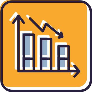 Decrease Icon Line Multicolor Decline Reduction Downward Trend Fall vector