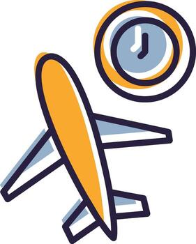 Flight Time Icon Line Multicolor Duration Flight Length Schedule Time vector