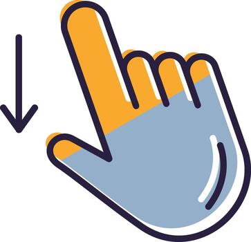 Flick Down Glyph Two color Swipe Down Gesture Scroll Movement vector