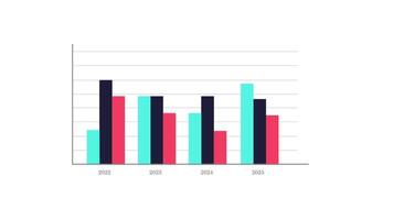 animado financeiro crescimento gráfico. colorida crescimento Barra gráfico do economia. multicolorido gráfico ilustração isolado em branco fundo. video