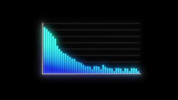 Colorful Glowing Animated financial growth curve chart. Growth bar chart of economy. Blue Graph illustration isolated on Black background. video