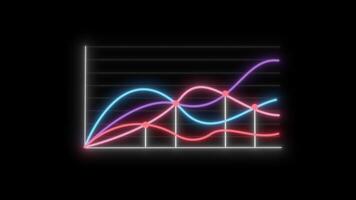 colorida brilhando animado financeiro crescimento curva gráfico. crescimento Barra gráfico do economia. colorida gráfico ilustração isolado em Preto fundo. video