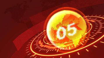 Red global network animation background for broadcast and digital media production design needs, Red circular glass headline template with green screen animation breaking news headlines with timer video